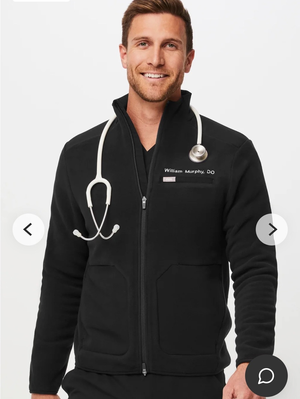 Black Men's Full-Zip Medical Fleece Jacket Figs - no embroidery